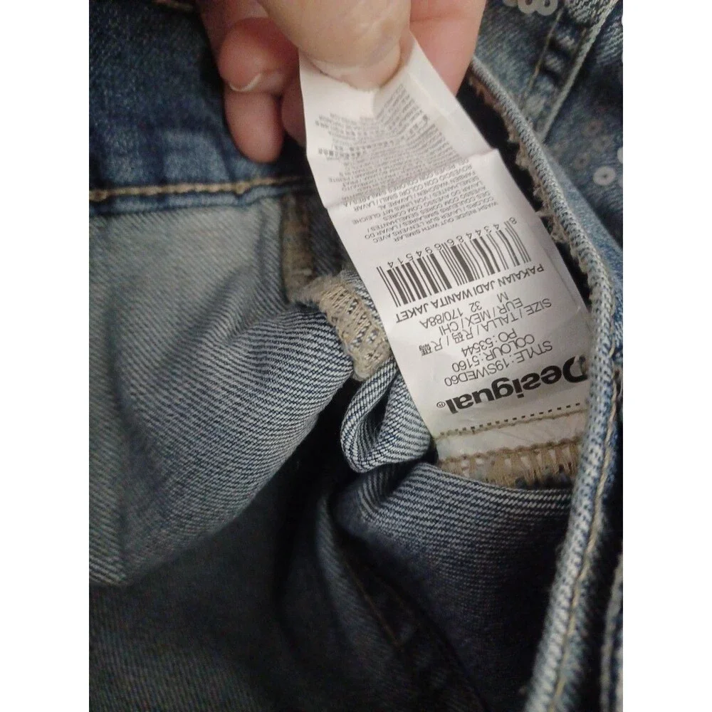 Desigual Women's Chaq Yes Embroidered Jean Jacket Blue Size M 100% cotton - Picture 14 of 16